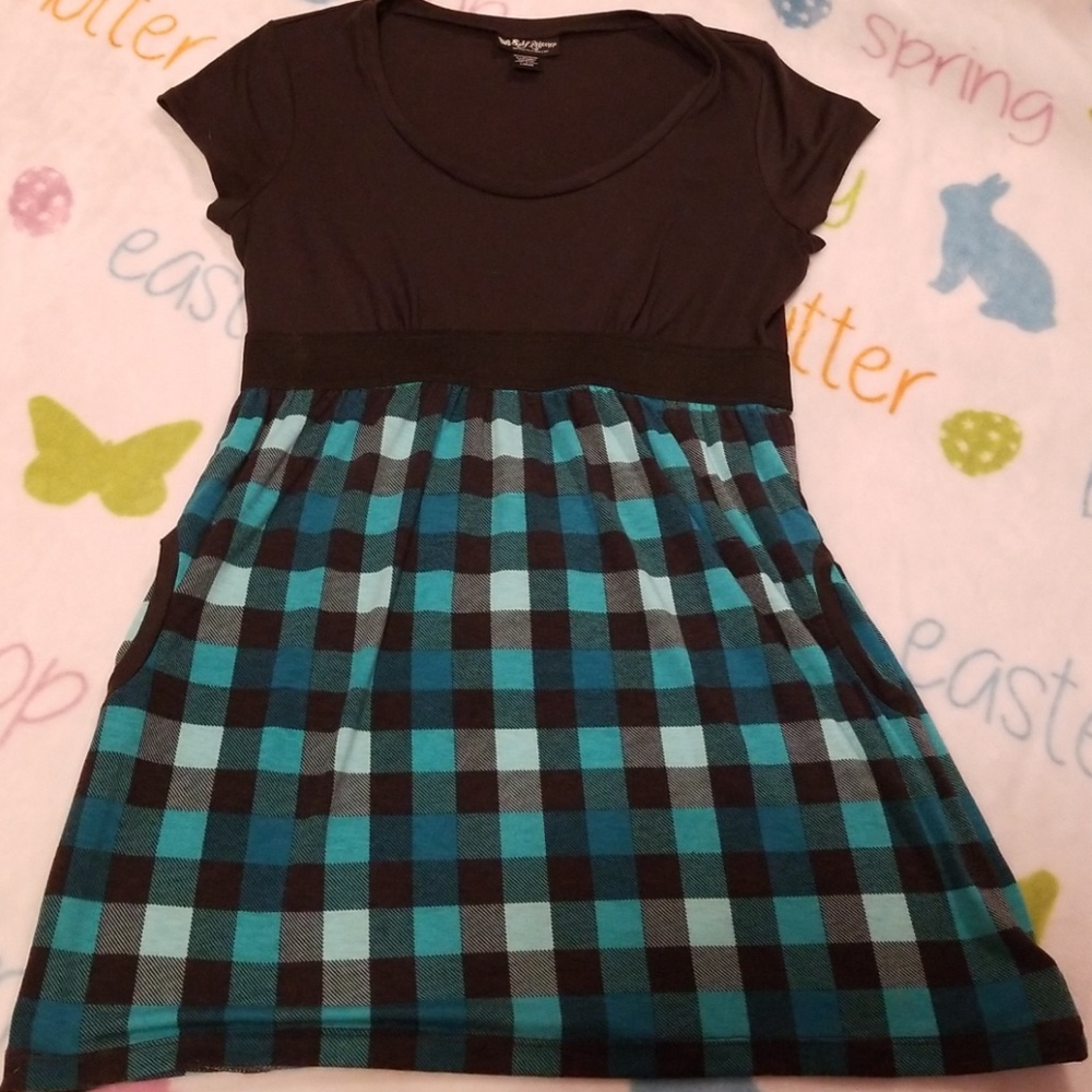 Black and blue plaid super soft  dress size Large